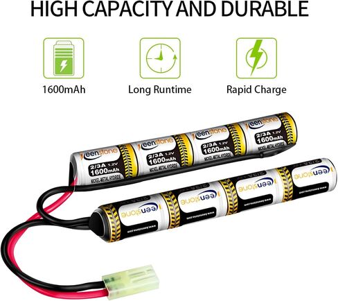 بطارية Keenstone 9.6V 1600mAh Nunchuck Nimh Airsoft، متوافقة مع مسدس Airsoft أو مسدس AEG Airsoft in Kuwait