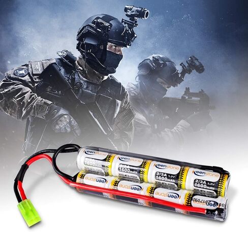 بطارية Keenstone 9.6V 1600mAh Nunchuck Nimh Airsoft، متوافقة مع مسدس Airsoft أو مسدس AEG Airsoft in Kuwait