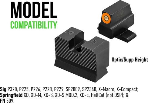مشاهد XS الحد الأدنى الليلية متوافقة مع Sig/Springfield/FN Sig P320، P365، P226، P229؛ سبرينجفيلد XD، FN 509 والمزيد! in Kuwait