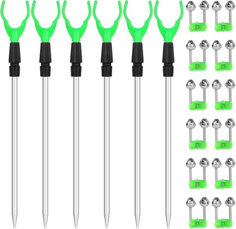 Fishing Rod Holder for Ground: 6pcs Extendable Telescopic Fishing Pole Holders for Bank Ground Sand with 12 Alarm Bells in Kuwait