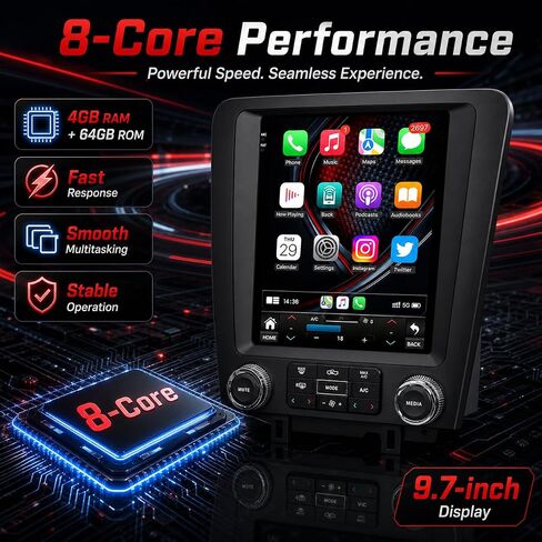 4+32G Car Radio Stereo for Ford Mustang 2010 2011 2012 2013 2014: 10.1inch Replacement - Android 5G WiFi Wireless CarPlay Android Auto - with GPS Navigation Upgrade(RDS High-Fidelity Sound) Head Unit in Kuwait