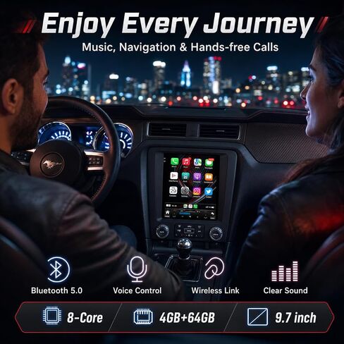 4+32G Car Radio Stereo for Ford Mustang 2010 2011 2012 2013 2014: 10.1inch Replacement - Android 5G WiFi Wireless CarPlay Android Auto - with GPS Navigation Upgrade(RDS High-Fidelity Sound) Head Unit in Kuwait