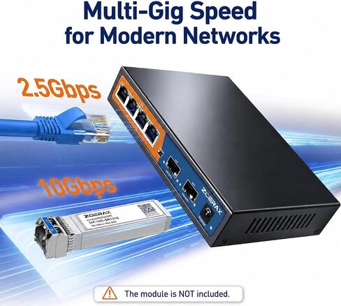 6 Port 2.5G Unmanaged Ethernet Switch, 4x2.5G Base-T Ports+2x10G SFP in Saudi Arabia