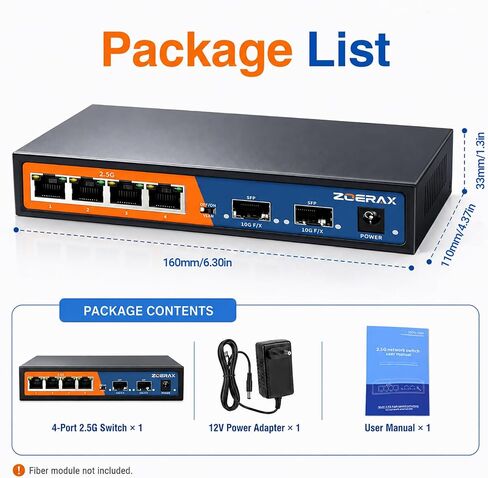 6 Port 2.5G Unmanaged Ethernet Switch, 4x2.5G Base-T Ports+2x10G SFP in Saudi Arabia