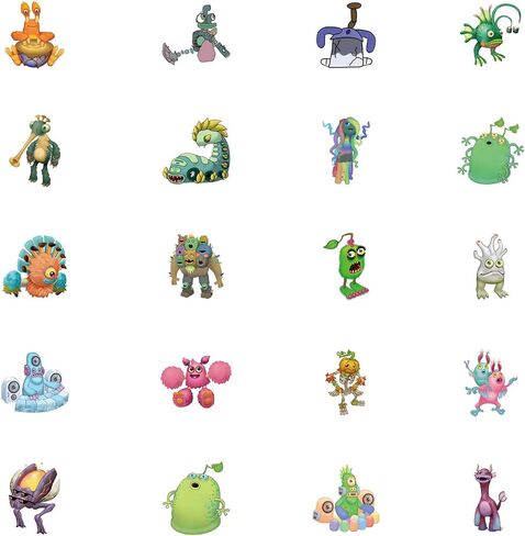 63 قطعة من ملصق My Singing Monster، ملصقات فينيل كرتونية لطيفة مقاومة للماء لزجاجة المياه، لوح التزلج، الكمبيوتر المحمول، الهاتف، المجلات، شارات سجل القصاصات لديكور مستلزمات الحفلات in Kuwait