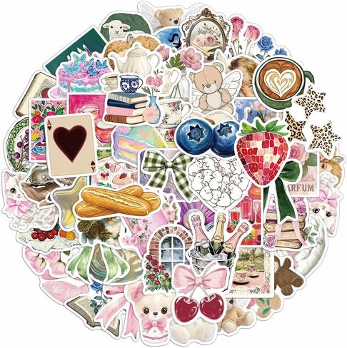 100PCS Aesthetic Stickers,Coquette Aesthetic Stickers,Vinyl Waterproof Stickers for Water Bottles Laptop Computer Phone Skateboard in Kuwait
