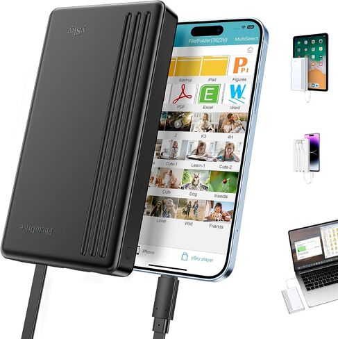 ySky MFi Certified 500G Portable External Hard Drive for iPhone iPad MacBook Windows Computer USB C Android Phones to Backup,Photo Stick for iPhone17/16/15/14/13((one Click Backup) in Saudi Arabia