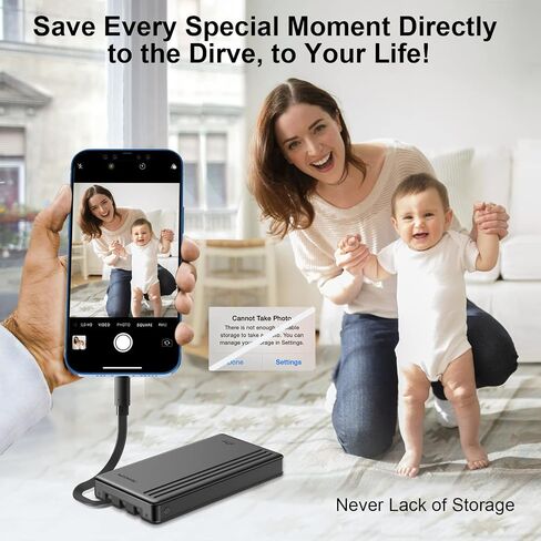 ySky MFi Certified 500G Portable External Hard Drive for iPhone iPad MacBook Windows Computer USB C Android Phones to Backup,Photo Stick for iPhone17/16/15/14/13((one Click Backup) in Saudi Arabia