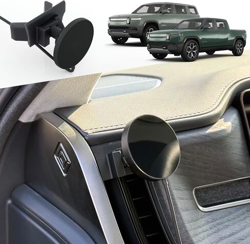 TWRAPS Dashboard Phone Charger for Rivian R1S & R1T, Compatible with MagSafe Cases & iPhone 17 Pro & Max, 25W Charging Puck Dash Mount Holder Anchors to AC Vents, R1 2021-2026 SUV & Truck Accessories in Kuwait
