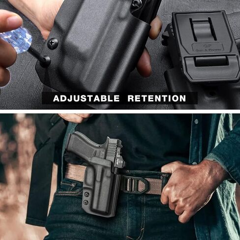 Glock 43 Holster, OWB Kydex Holster Fits Glock 43, Outside Waistband Carry Holster, Red Dot/Optics Compatible, Adjustable Retention, Fits 1.5''-2.25'' Belt, No Jitter, Right Hand in Kuwait