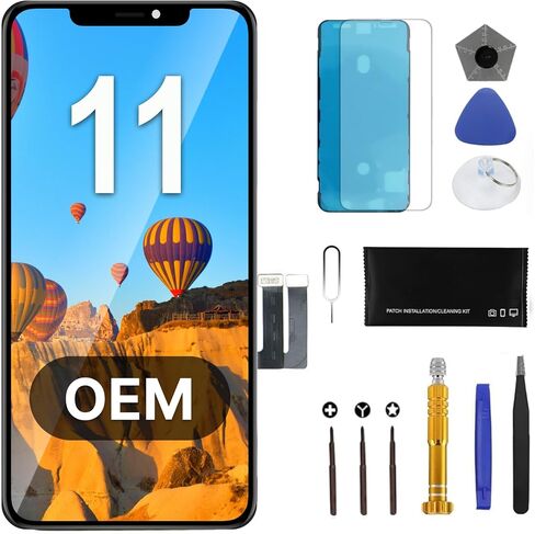 LW Original OEM Pull Screen Replacement for iPhone 11 6.1" Digitizer LCD Display with Assembly Full Repair Kit Fix Tools Tempered Glass Protector Waterproof (Model A2111 A2221 A2223) in Saudi Arabia