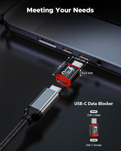 Rixmie USB C إلى C Data Blocker (2-Pack)، محول شحن PD 240W فقط، حماية ضد الاختراق والعصير، شحن سريع، صديق للحافظة، متوافق مع سلسلة iPhone 15/16/17، MacBook، الكمبيوتر المحمول in Kuwait