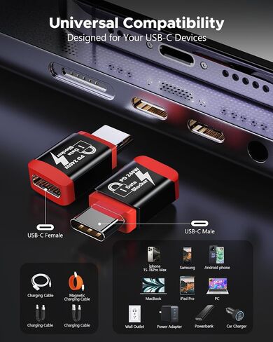Rixmie USB C إلى C Data Blocker (2-Pack)، محول شحن PD 240W فقط، حماية ضد الاختراق والعصير، شحن سريع، صديق للحافظة، متوافق مع سلسلة iPhone 15/16/17، MacBook، الكمبيوتر المحمول in Kuwait