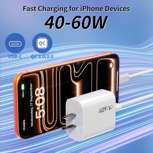 [Apple MFi Certified]Apple iPhone 17e 16 15 Charger Block,2Pack 40-60W USB C Charging Plug Power Adapter USB C Block Quick Charging for iPhone 17 Air/17 Pro Max/16e/16 Pro/15 Pro Max/14/13/12/11/iPad in Kuwait