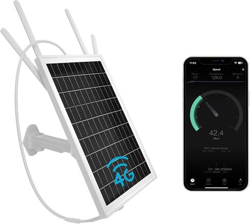 15W Solar Powered 4G LTE Modem Router, Outdoor Solar Powered WiFi Extender Signal Booster with SIM Card Slot, Solar WiFi Repeater for Garden Farm Ranch Yard, 50M WiFi Range, IP66 Waterproof in Kuwait