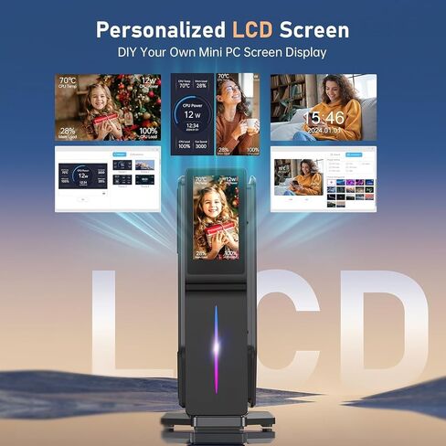 ACEMAGIC N97 S1 Mini PC with DIY LCD Screen, 16GB DDR4 1TB M.2 SSD Mini Tower PC, WiFi 6/BT 4.2/4K UHD/Dual LAN in Saudi Arabia