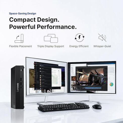 Customized Lenovo Tiny Business Desktop Computer, Intel Quad-Core Processor, 8/16/32GB DDR5, 512GB/1TB/2TB SSD, WiFi & Bluetooth, 4K Dual Display Support, RJ-45, KB & Mouse, Windows 11 Pro in Kuwait