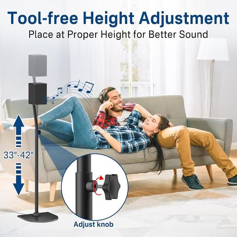 Speaker Stands for LG Rear Speakers SPQ8-S SPT8-S SPK8-S 578S1-S S78S2-S S65S3-S S55TR, Height Adjustable 33"–42" for LG Speaker Stand WR Wall Mount, Fit Keyhole & 1/4"-20 M5 M6 Surround Sound Speaker in Kuwait