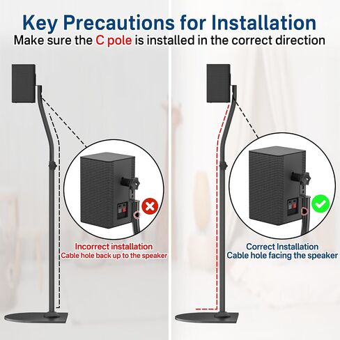 Speaker Stands for LG Rear Speakers SPQ8-S SPT8-S SPK8-S 578S1-S S78S2-S S65S3-S S55TR, Height Adjustable 33"–42" for LG Speaker Stand WR Wall Mount, Fit Keyhole & 1/4"-20 M5 M6 Surround Sound Speaker in Kuwait