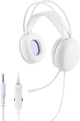 سماعة الألعاب Elecom HS-G09STWH، سلكية بإضاءة LED 3.5 ملم، تدعم مفتاح PS5/PS4، خفيفة الوزن، تقلل الضوضاء، وحدة تحكم في مستوى الصوت، بيضاء in Kuwait