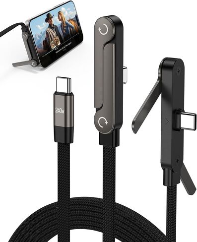 USB C Cable with Hidden Foldable Phone Stand, 240W Fast Charging Cable, 5FT in Kuwait