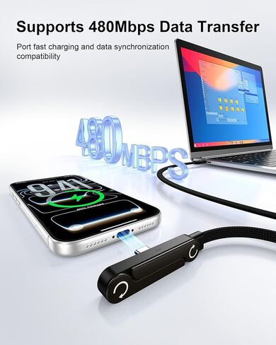 USB C Cable with Hidden Foldable Phone Stand, 240W Fast Charging Cable, 5FT in Kuwait