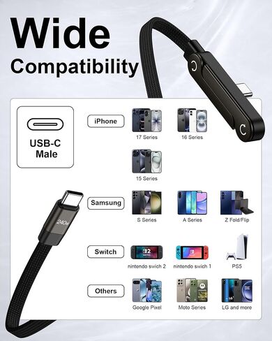 USB C Cable with Hidden Foldable Phone Stand, 240W Fast Charging Cable, 5FT in Kuwait