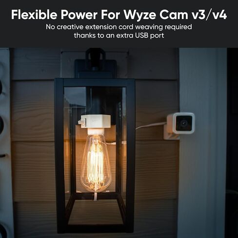 Bundle of Wyze Cam OG + Wyze Lamp Socket Power Adapter, Indoor/Outdoor 1080p Wi-Fi Smart Home Security Camera with Color Night Vision, Built-in Spotlight White in Kuwait
