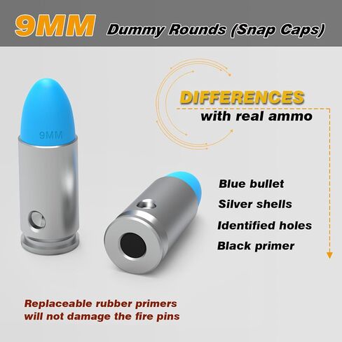 BOOLIT EYE Pro 9mm Safety Trainer Cartridge Dummy Rounds/Dry Fire Training Snap Caps, 6 Pcs in Saudi Arabia