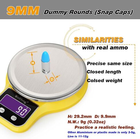 BOOLIT EYE Pro 9mm Safety Trainer Cartridge Dummy Rounds/Dry Fire Training Snap Caps, 6 Pcs in Saudi Arabia