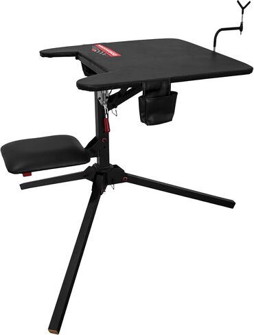 Birchwood Casey Swivel Action Shooting Bench with Thick Padded Seat, Extended Arm Rests, Padded Vinyl Cover, Gear Pouches & Adjustable Coated Gun-Rest in Kuwait