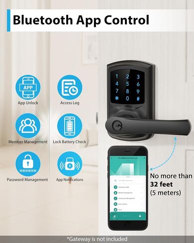 Smart Keypad Door Lock with Handle Keyless Entry Digital Code App Control in Kuwait