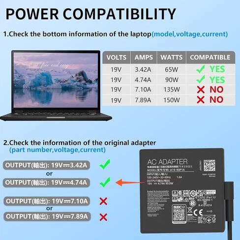 90W 19V 4.74A 5.5 * 2.5mm Charger for Asus ADP-90YD B ROG Swift Monitor in Kuwait