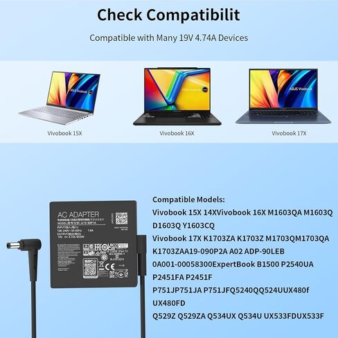 90W 19V 4.74A 5.5 * 2.5mm Charger for Asus ADP-90YD B ROG Swift Monitor in Kuwait