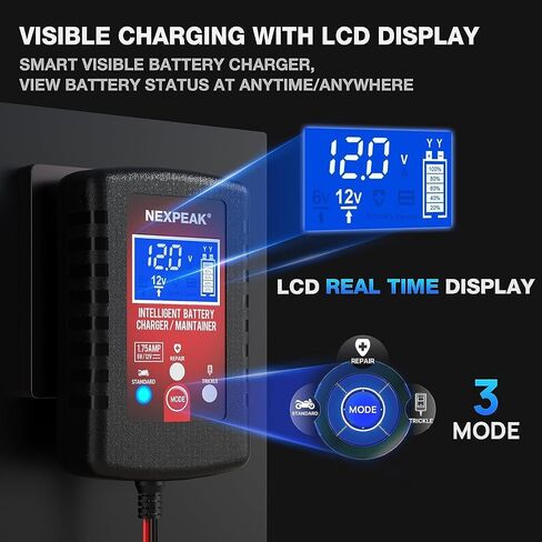 4-Pack 1.75A Car Battery Charger, 6V &12V Smart Battery Trickle Charger in Kuwait