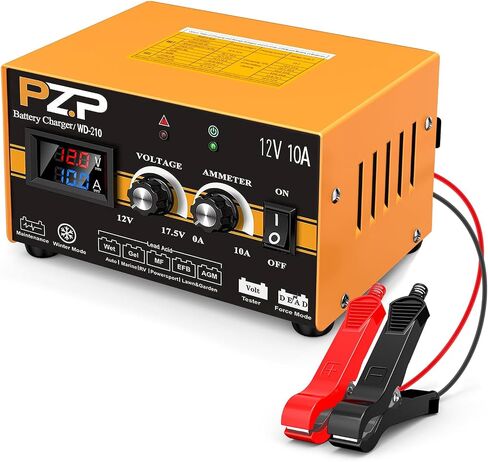 12V 24V Manual Battery Charger Maintainer, 0 to 15A Arbitrarily Adjustable Car Battery Trickle Charger, Battery Desulfator with Repair, Winter Mode, Suitable for AGM Gel Deep Cycle Truck RV ATV in Kuwait