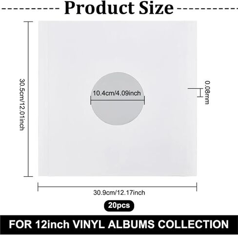 Record Sleeves 20Pcs 12-Inch Anti-Static Vinyl Record Sleeves, Paper Poly Lined with PE Film in Saudi Arabia