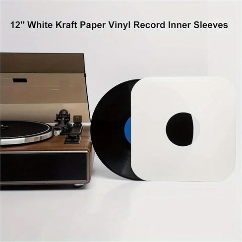 Record Sleeves 50 PCS 12-Inch Vinyl Sleeves, Round Corner Kraft Paper LP Inner with Center Hole in Saudi Arabia