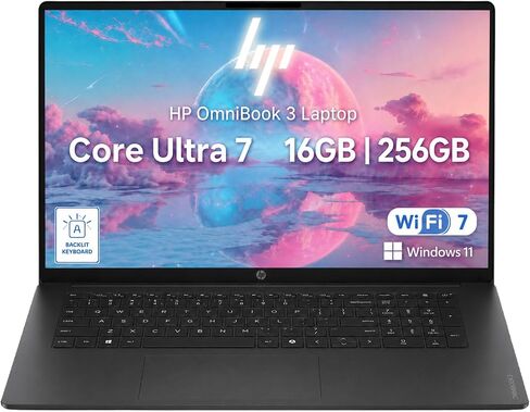 HP 17.3" OmniBook 3 Laptop 2026/2027 Edition | Intel Core Ultra 7 255U Up to 5.2GHz | 64GB DDR5 RAM -2TB PCIe SSD | Backlit Keyboard | FHD IPS Display | Wi-Fi 7 | Thin & Lightweight | Windows 11 in Kuwait
