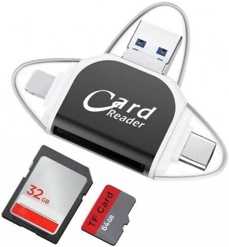 Multi-Port 4-in-1 Universal SD TF Card Reader, USB C Hub Multiport Adapter, 4-in-1 Type C Adapter Compatible with iPhone, MacBook Pro More USB C Devices (Black) in Saudi Arabia