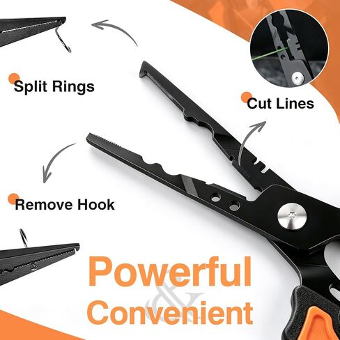 7" Split Ring Fishing Pliers, Multi-Function Line Cutter Sheath & Lanyard in Kuwait