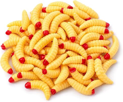 50 Pcs Fake Maggots Fishing Bait – Realistic Soft Plastic Maggots & Worms, 1 Inch (2cm) Artificial Fishing Lures for Panfish, Bluegill, Crappie & Trout in Saudi Arabia