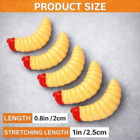 50 Pcs Fake Maggots Fishing Bait – Realistic Soft Plastic Maggots & Worms, 1 Inch (2cm) Artificial Fishing Lures for Panfish, Bluegill, Crappie & Trout in Saudi Arabia