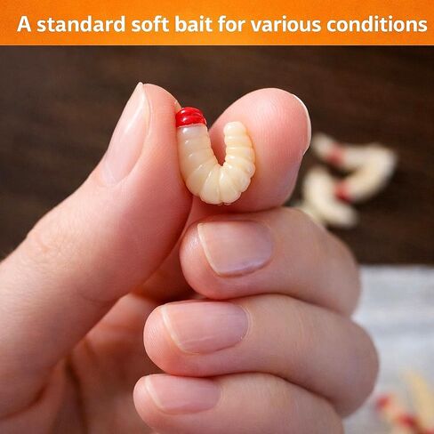 50 Pcs Fake Maggots Fishing Bait – Realistic Soft Plastic Maggots & Worms, 1 Inch (2cm) Artificial Fishing Lures for Panfish, Bluegill, Crappie & Trout in Saudi Arabia