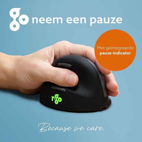 R-Go HE Ergonomic Mouse for Left Hand, Bluetooth 5.0, Silent Click, Vertical Design, with Break Software, Anti Carpal Tunnel, Rechargeable Wireless Mouse, for Windows/Mac, Customisable Buttons, Black in Kuwait