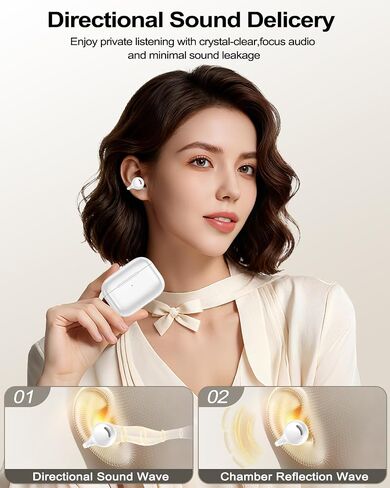 kurdene Wireless Open Ear Earbuds,Ultra Comfort Open Ear Clip Wireless Ear Buds, Lightweight Headphones, 30H Play, Bluetooth 6.0 Immersive Audio Earphones Fit Sports Running Working, White in Kuwait
