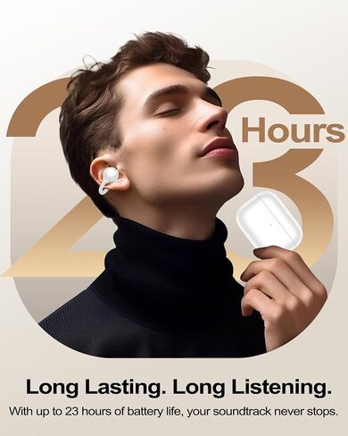 kurdene Wireless Open Ear Earbuds,Ultra Comfort Open Ear Clip Wireless Ear Buds, Lightweight Headphones, 30H Play, Bluetooth 6.0 Immersive Audio Earphones Fit Sports Running Working, White in Kuwait
