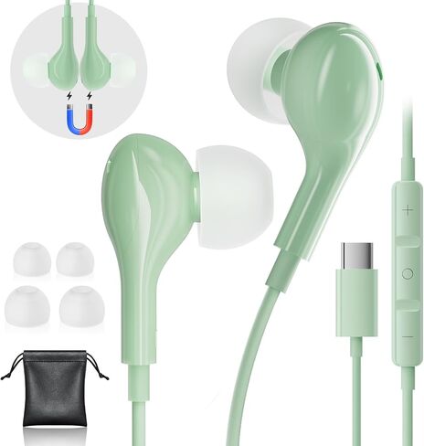 USB C Headphones Wired Earbuds for iPhone 17 16/15 Pro Max/iPad Pro, with HiFi Mic Volume Control Type C Earphones for Samsung Galaxy S26/S25/S24/S23 Ultra, Noise Cancelling for iPhone 15 Headphones in Kuwait