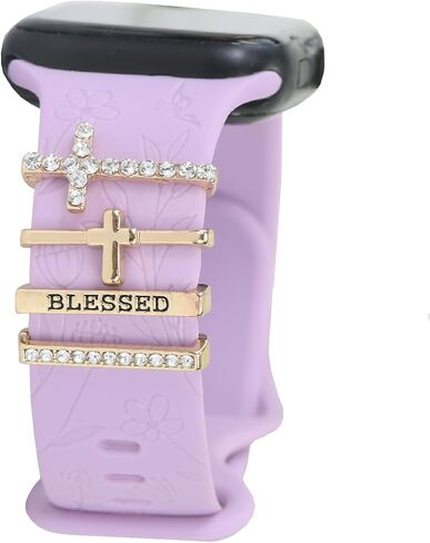 Watch Band Charms for Women - Diamond Decorative Rings Loops for Apple Watch Bands - Compatible with 49mm, 45mm, 44mm, 42mm, 41mm, 40mm in Saudi Arabia