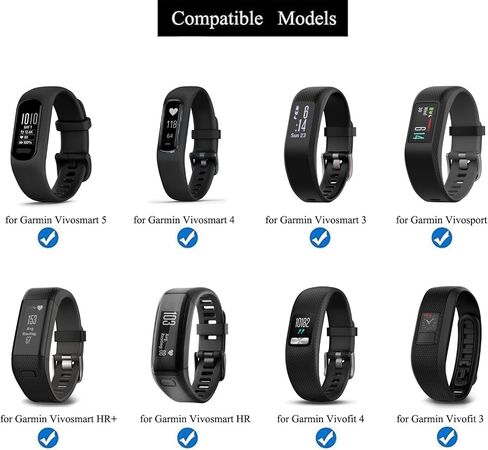 شريط كاحل مزود بخطاف وحلقة قابل للتعديل متوافق مع جهاز تتبع اللياقة البدنية Garmin Vivosmart 5/4/3/HR Vivosport أو Vivofit 4/3، أسود in Kuwait